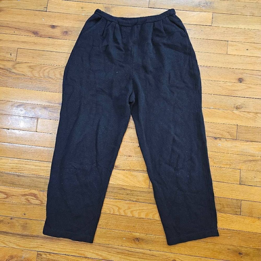 St John Knit Pants Womens Size 14 Elastic Waist Pleated Straight Leg